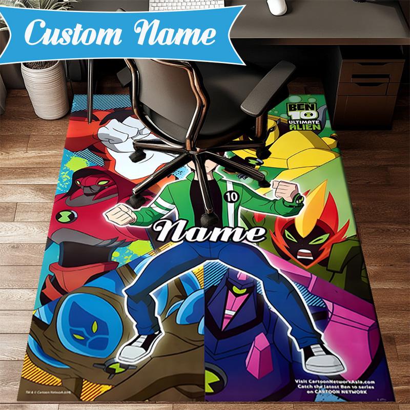 Custom Name Ben Alien Force Rug Game Carpet, Floor Mat for Bedroom Living Room Entryway Rug, Home Decor Idea Gift for Christmas birthday