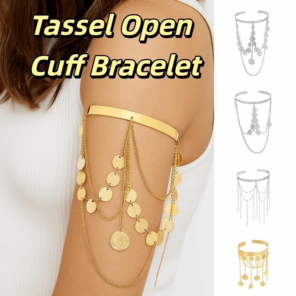 Pearl Tassel Arm Chain Adjustable Open Cuff Bracelet Fashion Upper Arm Bangles  Girls