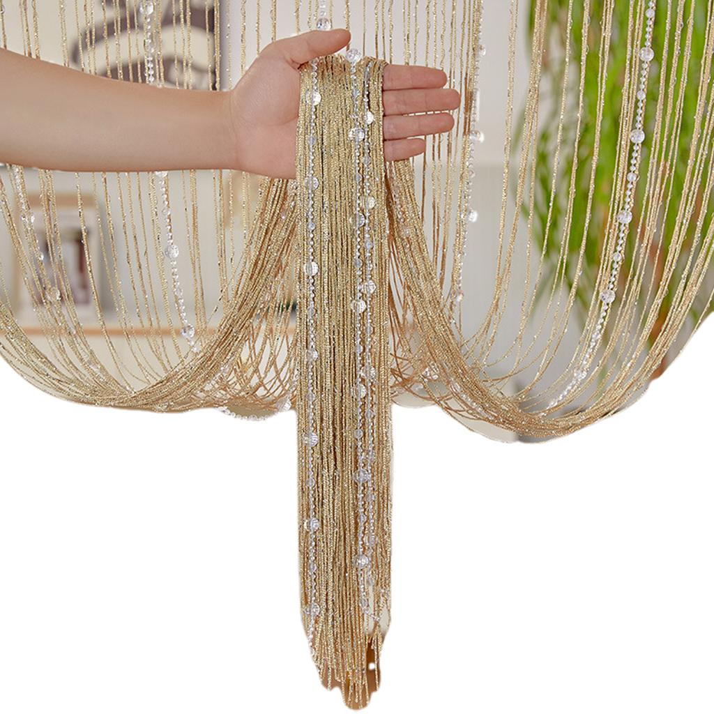 Polyester Elegant Crystal Bead Door Curtain For Bedroom Partition Wedding Or Room Decoration
