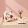 1Pcs Cute Storage Pouch Strawberry Cake Baby Bun Display Bag With Clear Window & Heart Keychain Charm For Anime Kpop Merch Decor