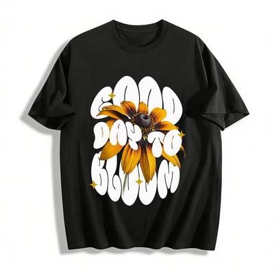 Good Day To Bloom Black-eyed Susan Graphic Casual Tee Pure Cotton T-shirt