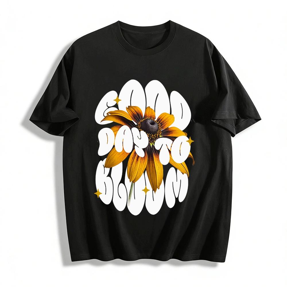Good Day To Bloom Black-eyed Susan Graphic Casual Tee Pure cotton T-shirt XXS