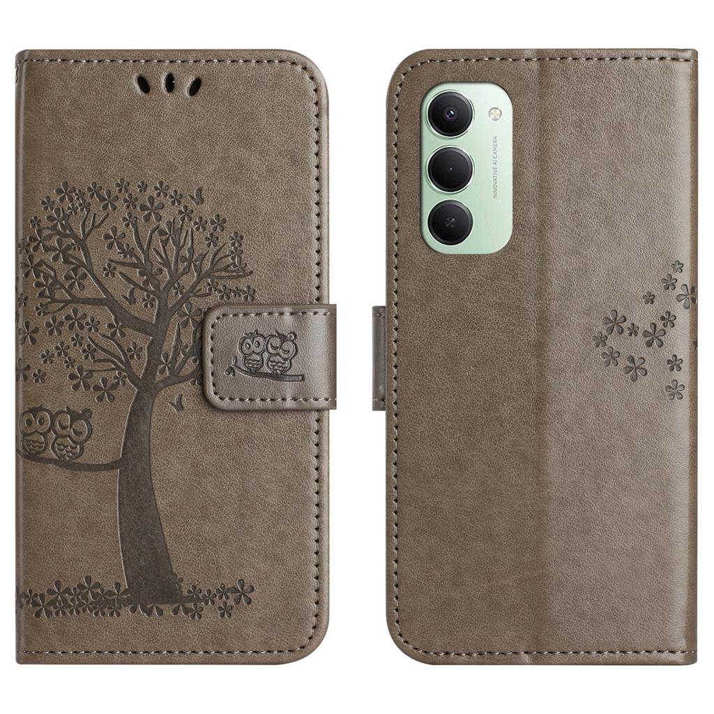 For Xiaomi Redmi 15 4G (EU) (171mm) Case PU Leather Owl Tree Imprinted Wallet Phone Cover with Strap