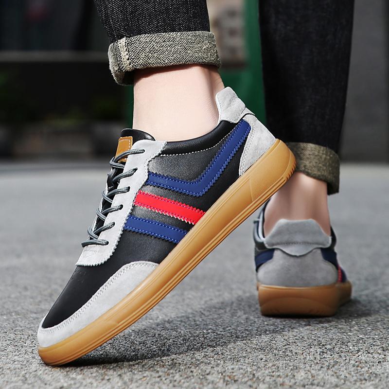 Men's Genuine Leather Casual Shoes Male Daily Walking Shoes Comfortable Business Dress Sneakers Breathable Lace-up Low Top Shoes