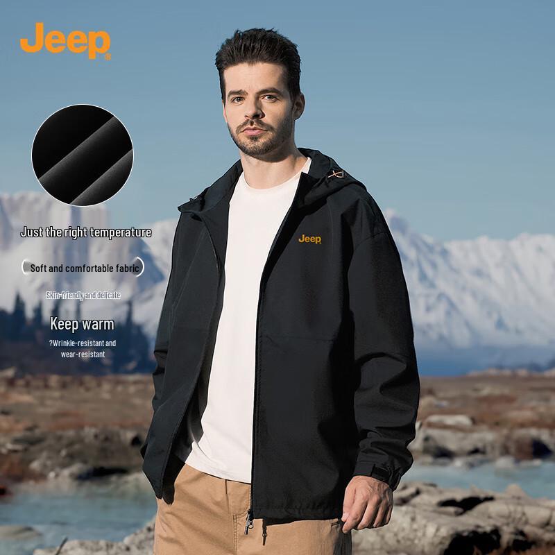 JEEP Men's Spring Autumn Windproof Hooded Casual Jacket