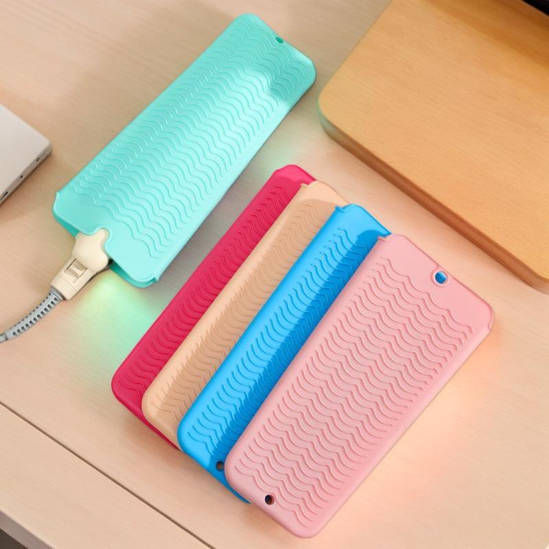 Silicone Hair Curling Wand Cover Hair Straightener Storage Bag Hairdressing Curling Iron Insulation Mat Heat Resistant Pouch