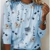Women's T-shirt with 3D Floral Print and Fashionable Long Sleeves