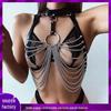 Damski Punkowy Skórzany BDSM Uprząż Gorset Top - Erotyczne Akcesoria Łańcuszkowe na Ciało