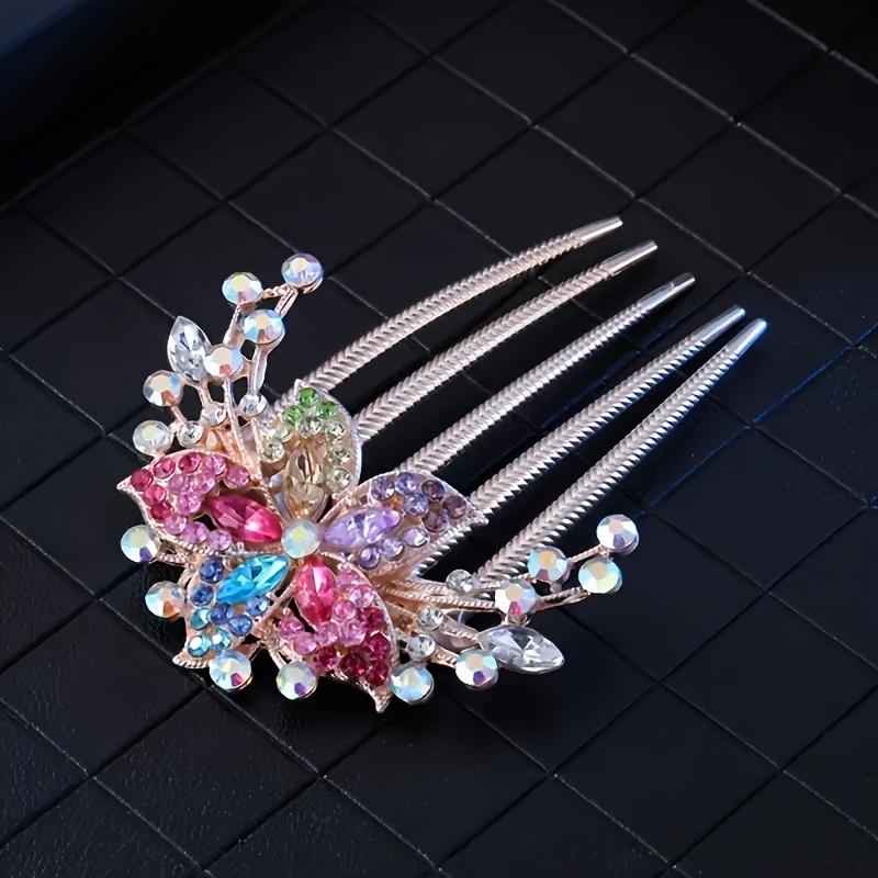 high quality6pcs Set Flower Pattern Bride Wedding Hair Comb Crystal Rhinestone Women's Side Comb Hair Accessories