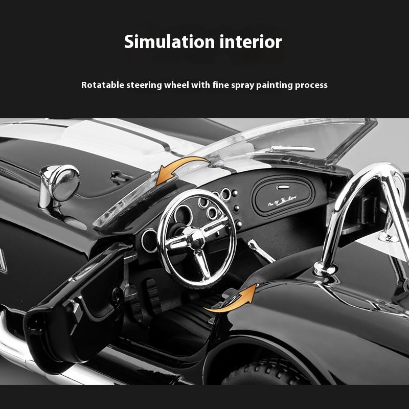 1:24 1965 Shelby Cobra Convertible Roadster Model Simulation Sound Light Pulling Tire Shock Absorbing Boys Birthday Gift