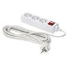 Home Extension Cord, 3 Sockets with Grounding and Switch, 5 , White