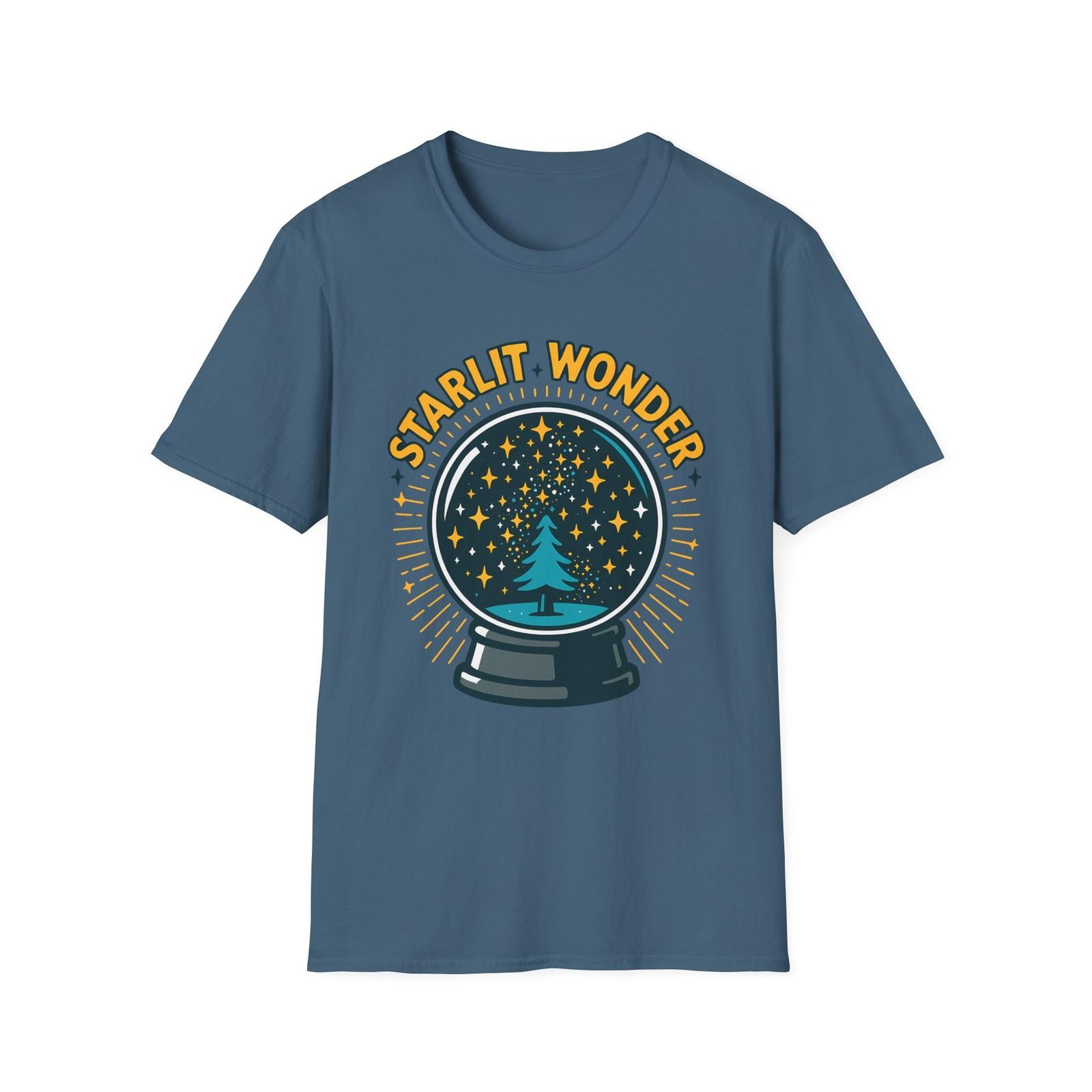 Unisex Softstyle T-Shirt Mens Womens Tees Top Pine Tree Snow Globe Cosmic Holiday Christmas 4XL