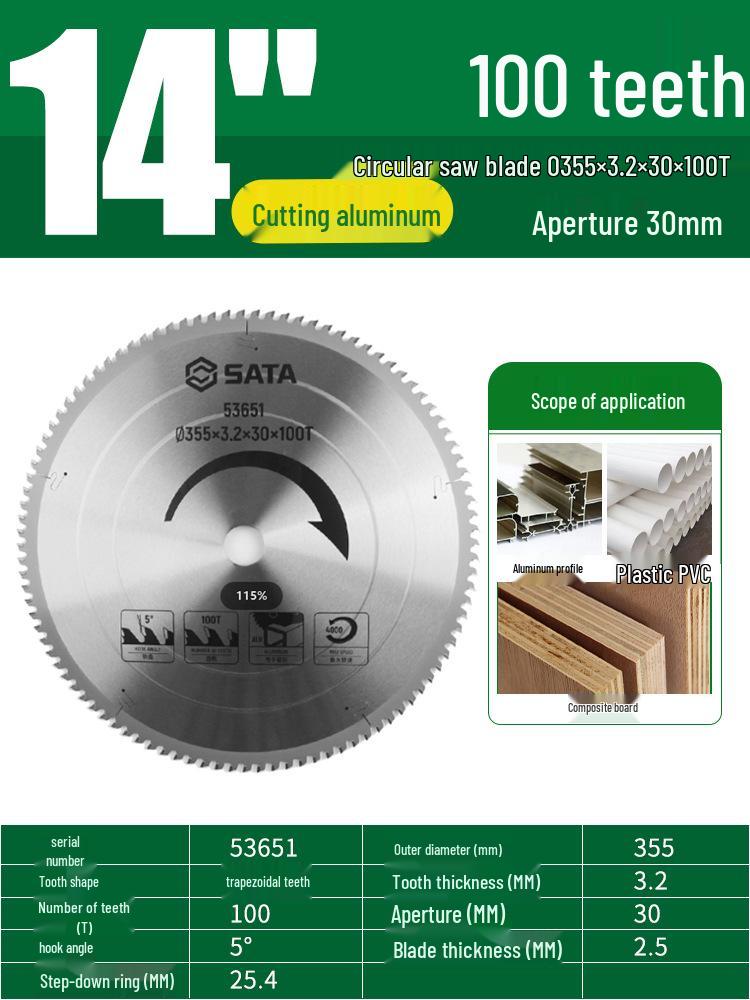 SATA 4/7/9/10 Inch Alloy Saw Blade for Wood & Metal Angle Grinder