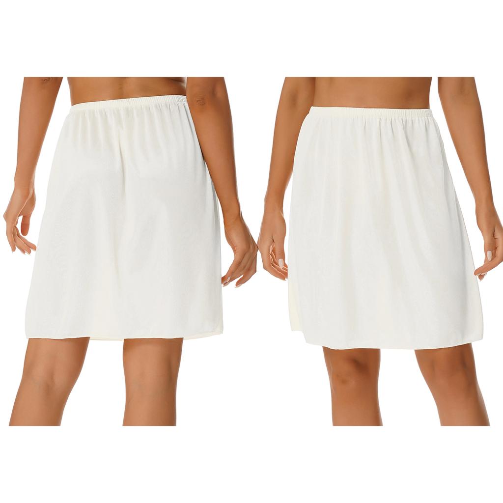 Mulheres Cor Sólida Meia Saia Deslizante Cintura Elástica Saia Midi Interna Saia Longa