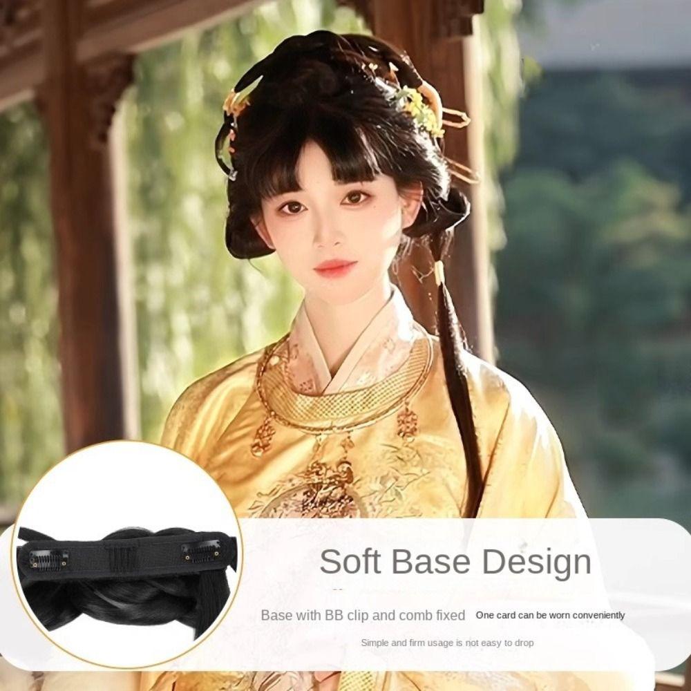 Vintage Hanfu Wig Headband Lazy Wig Bag Chinese Ancient Chignon  Song and Ming Dynasty