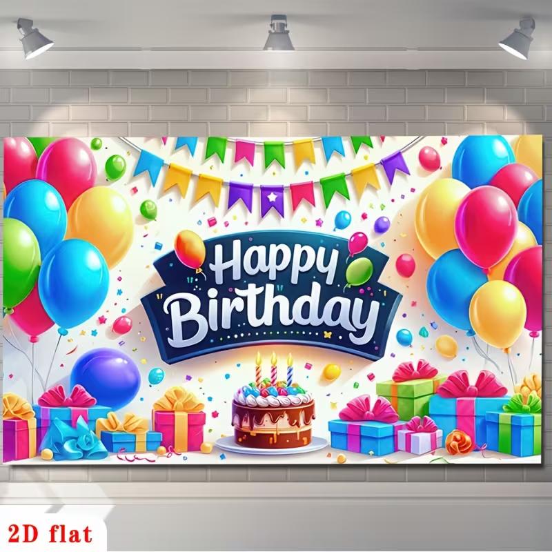 2D Kids Bright Confetti Birthday Party Photo Booth Banner