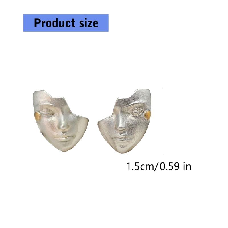 Fashion Mask Face Shape Earrings Exaggerated Artistic Design Alloy Texture Suitable for Youthful Women Various Event