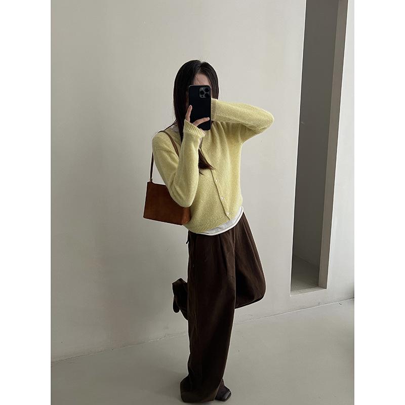 

MMC Женский шерстяной кардиган свободного кроя с V-образным вырезом - свитер в корейском стиле на осень/зиму One Size