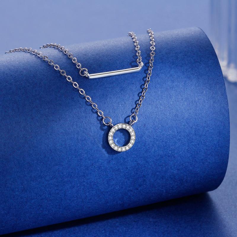 Geometric double-layer stick ring necklace women's simple fashion high-end design sense necklace women's