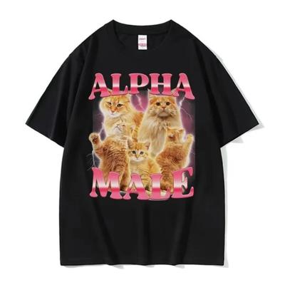 Camiseta Divertida Meme Gato Macho Alfa Gatito S Hombres Ropa para Mujer Moda Linda Camiseta Masculina Algodón Casual Manga Corta Camisetas