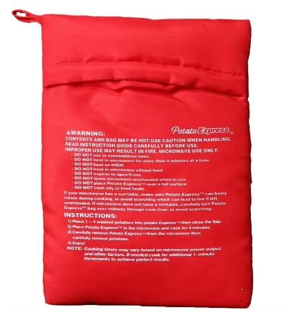 Microwave Potato Bag Reusable Express Microwave Potato Cooker Bag Baked Potato Cooker Perfect Potatoes 4 Minutes Red Baked Pouc
