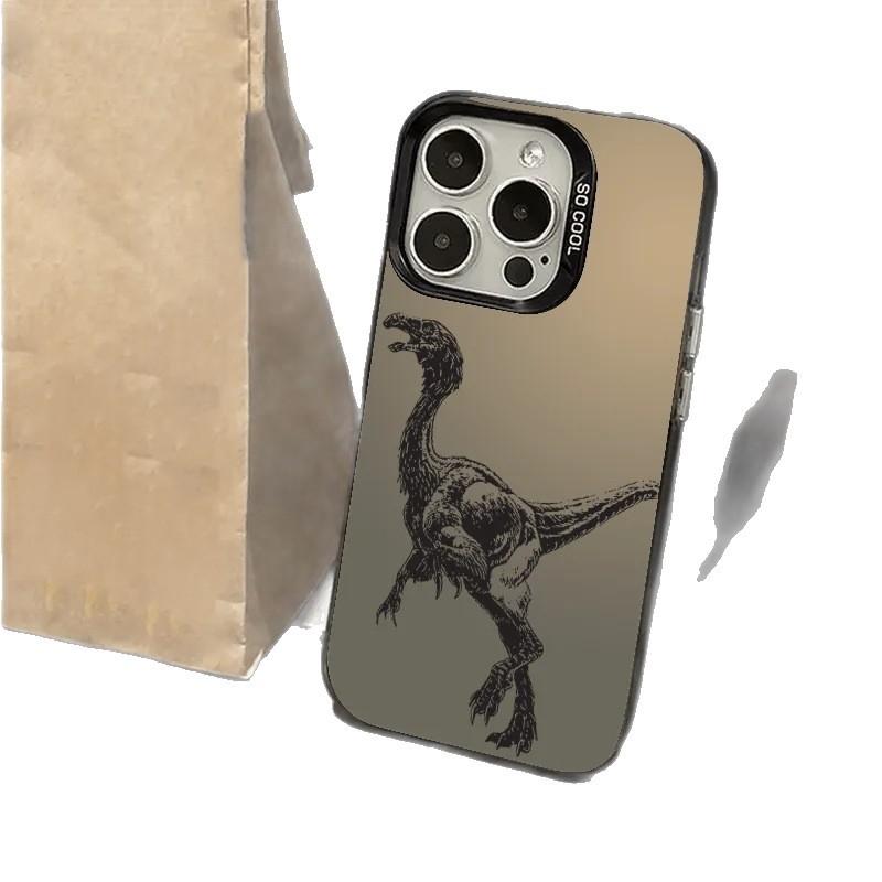 Line Dinosaur Apply Apple 15 Color Silver iPhone14Pro Creative 11Promax Scrub 16 Protective Case 17