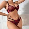 Sexy Women Underwear Set Europe Ultra Thin Zebra-stripe Brassiere Hollow Temptation Classic Bandage Underwire Push Up Bra Set