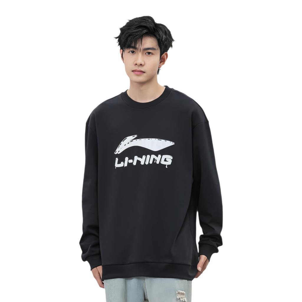 Li Ning Sports Lifestyle Serie Einfarbiger Logo Lauf-Hoodie Herren Hoodies Schwarz Standard-Weiß AWDTD85-2