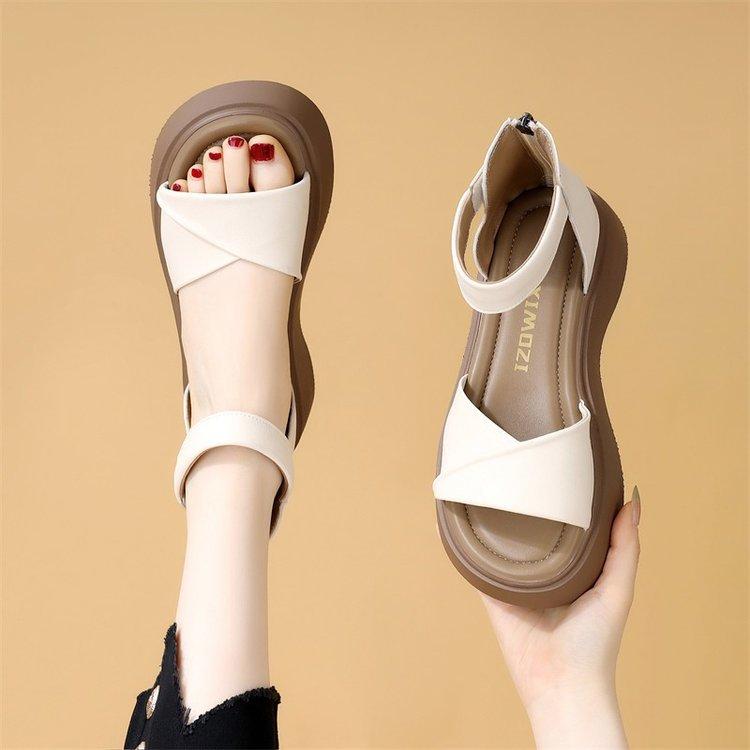 thick-soled Roman sandals summer 2025 new heightening fashion fairy style skirt soft-soled beach shoes women's sandals