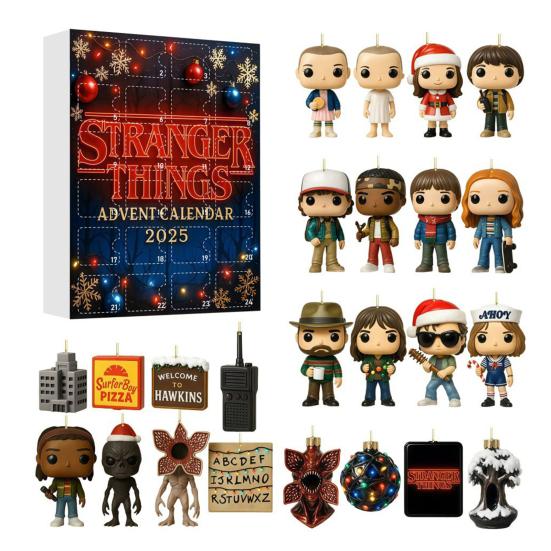 Stranger Things Advent Calendar Box 24 Days of Acrylic Ornaments for Christmas Tree Festive Collectible Gift