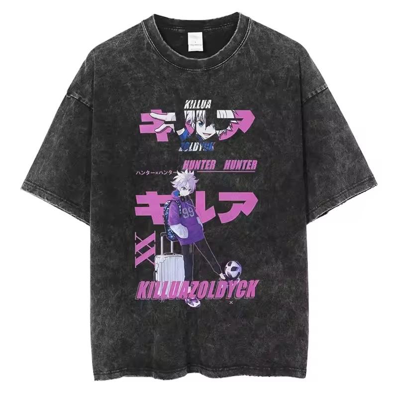 Killua Zoldyck Hunter X Hunter Manga Graphic Tshirt Men Women Clothes Oversized Washed Cotton Tshirt Short Sleeve Tees Tops