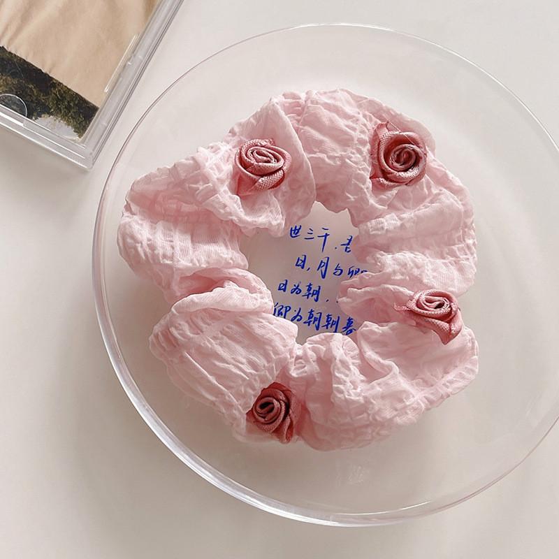 

Solid Colour Camellia Flower Hair Ring Female Mori Fresh High Elasticity Scrunchie Sweet Hair Accessories