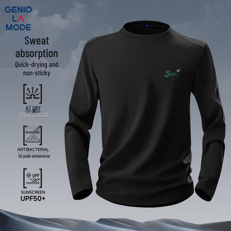 

GENIOLAMODE Men s Long Sleeve Round Neck Moisture-Wicking Quick-Dry T-Shirt 2XL