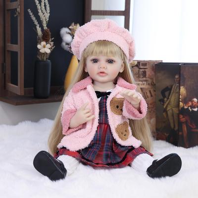 KEIUMI 55cm Reborn Baby Puppe Goldene Haare Baden Kinder Spielkameraden Vollsilikon Vinyl Neugeborene Mädchen Puppen Frühes Lernspielzeug
