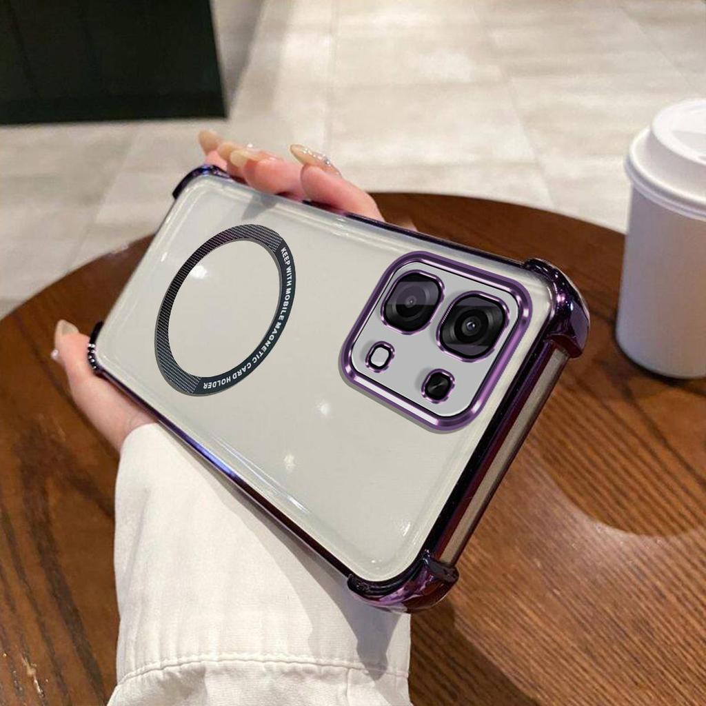 Case for OPPO A6 Pro 4G/5G,A6s 5G Clear Magnetic Casing Electroplated Lens Frame Phone Cover