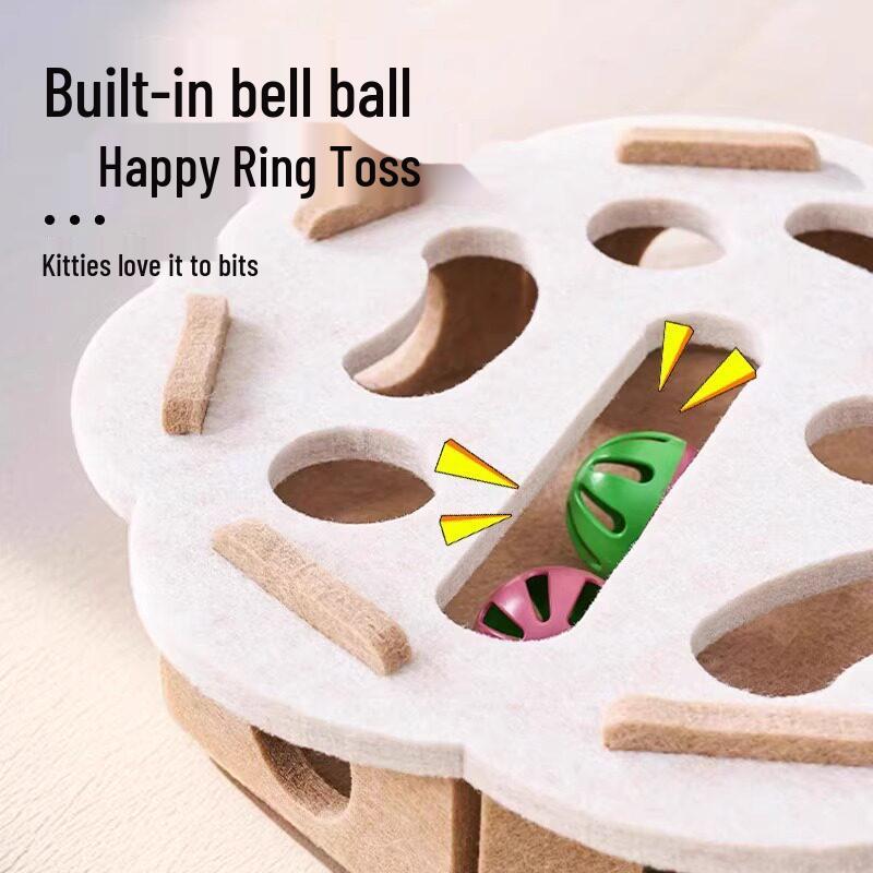 Cat Maze Burrowing Felt Box: Self-Entertainment and Decompression Toy with Teasing Bell Ball for Kittens