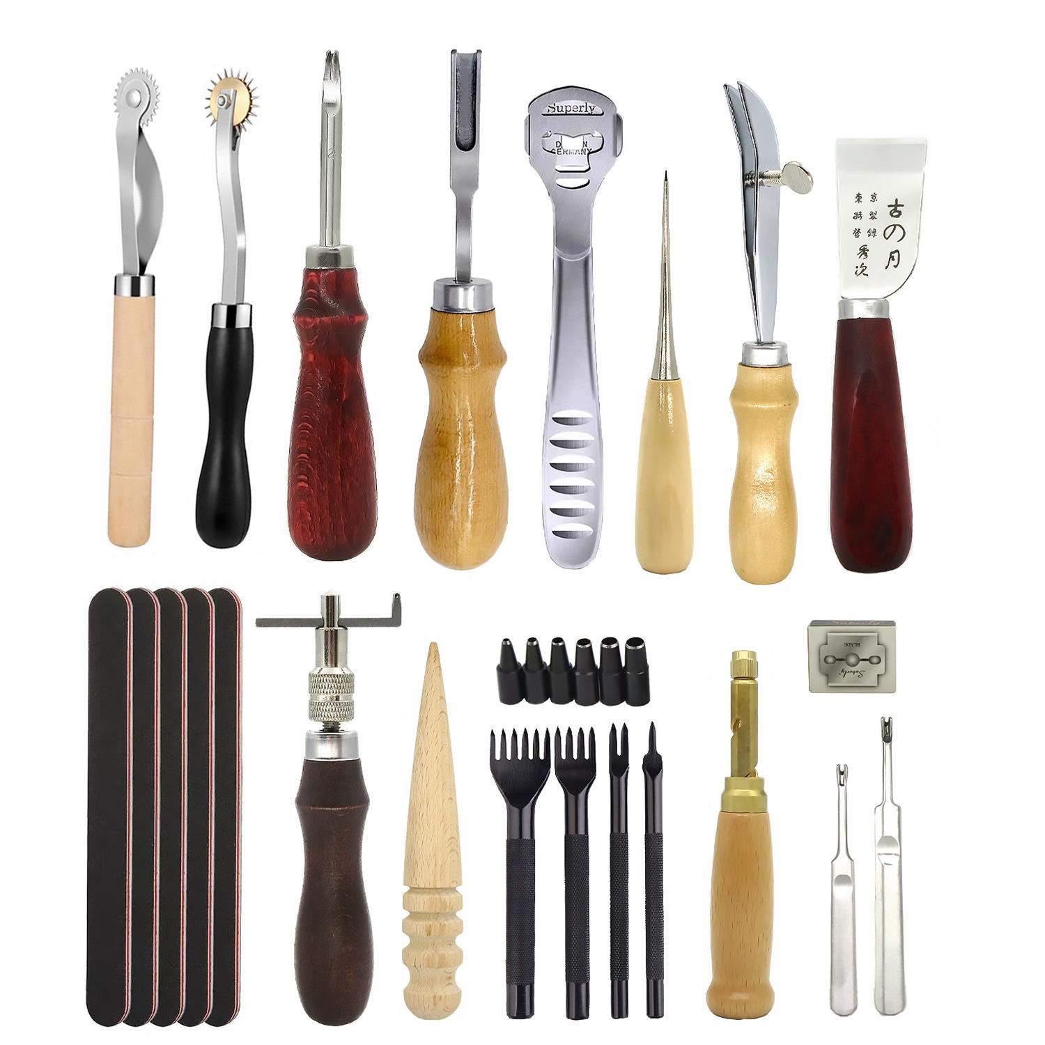 

18-piece Leather Tool Set Is Suitable for Diy Leather Punching, Cutting, Polishing, Sewing and Leather Carving Process