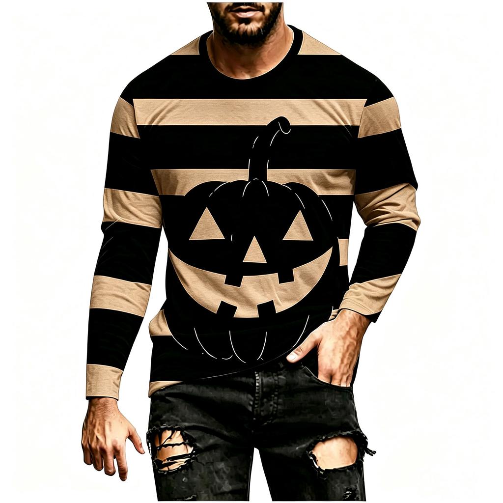 Men's Halloween Striped Long Sleeve Shirt Casual Loose Fit for Party and Everyday Wear