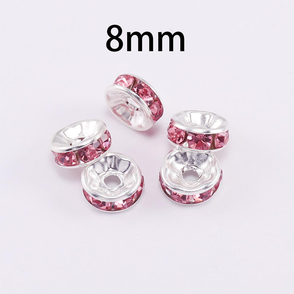 50 stk/parti 8 mm Strass Rondeller Krystallperler Løse Avstandsperler Charms for DIY Håndlaget Smykketilbehør Produksjonsmateriell