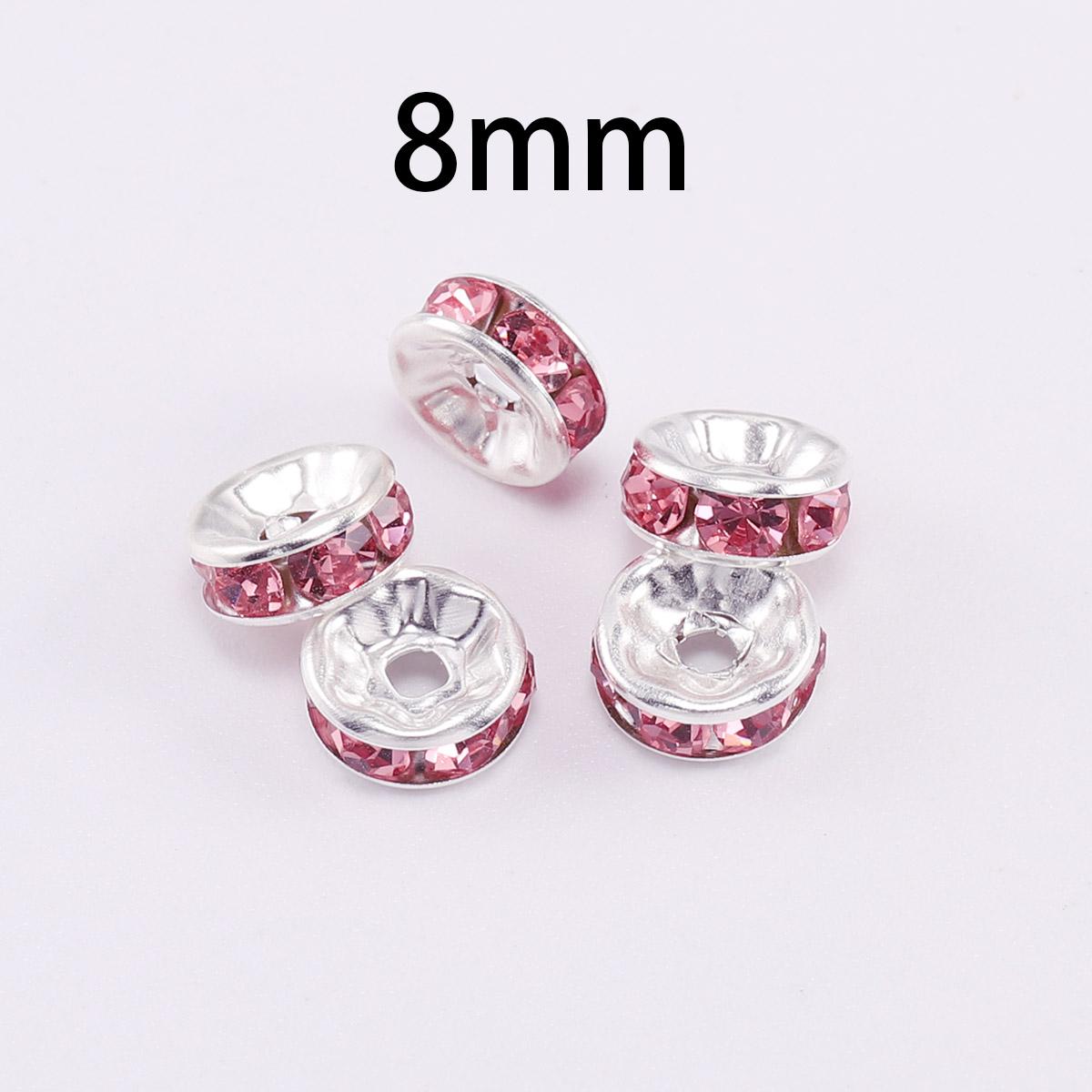 

50 piece/lot 8mm Rhinestone Rondelles Crystal Bead Loose Spacer Charm Beads for DIY Handmade Jewelry Findings Making Supplies
