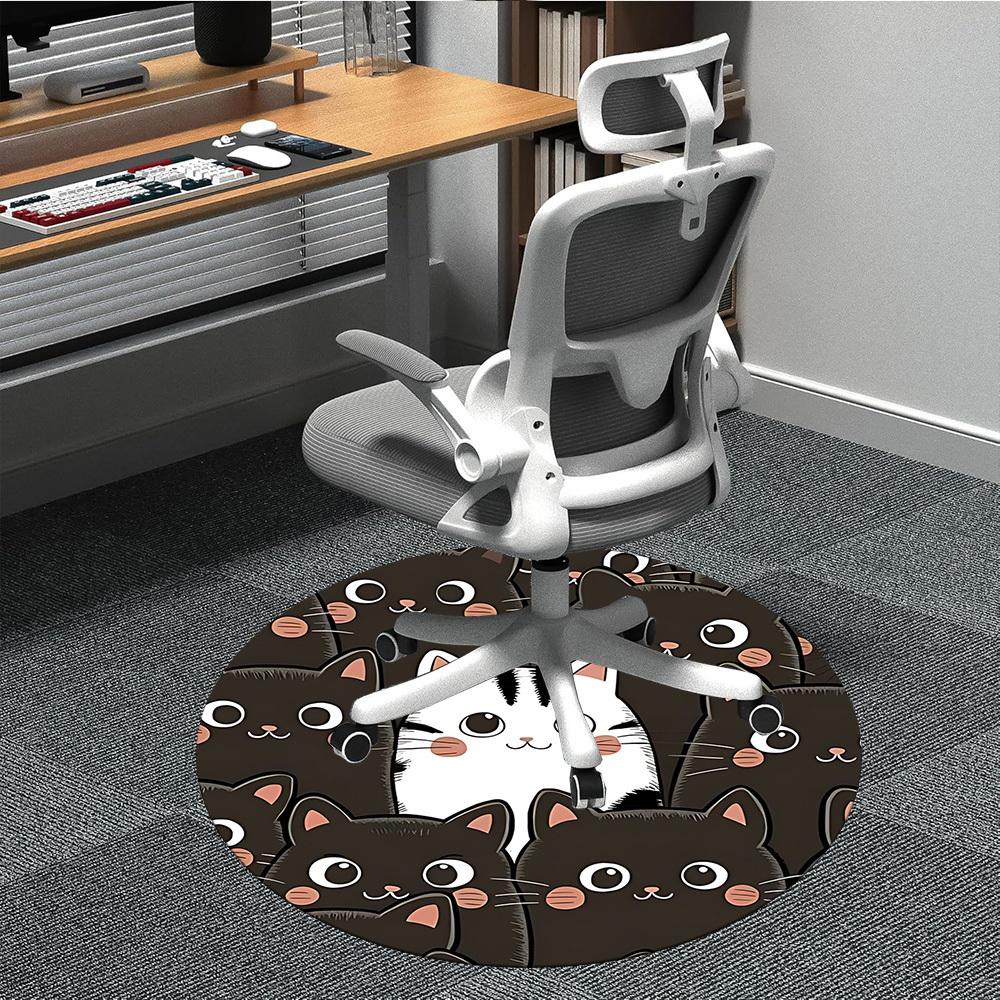 

1pc Kitty Cats Office Round Area Rug, Under Office Chairs Bedroom Living Room Home Decor, Room Deco, Available in Various Sizes 016 80cm by 80cm