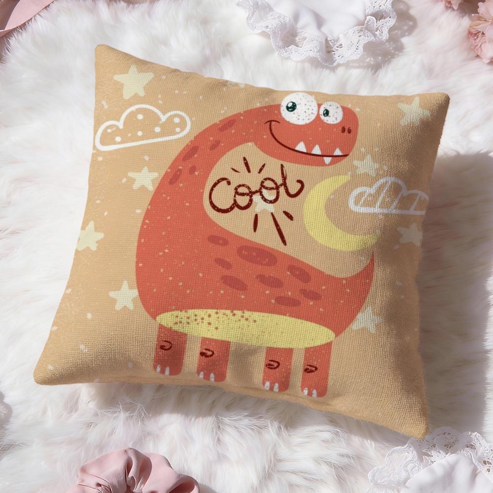 Cute Cartoon Dinosaur Cushion Cover Premium Comfort Reversible Pillow Cove -Two in One Design for Any Room & Car Interior