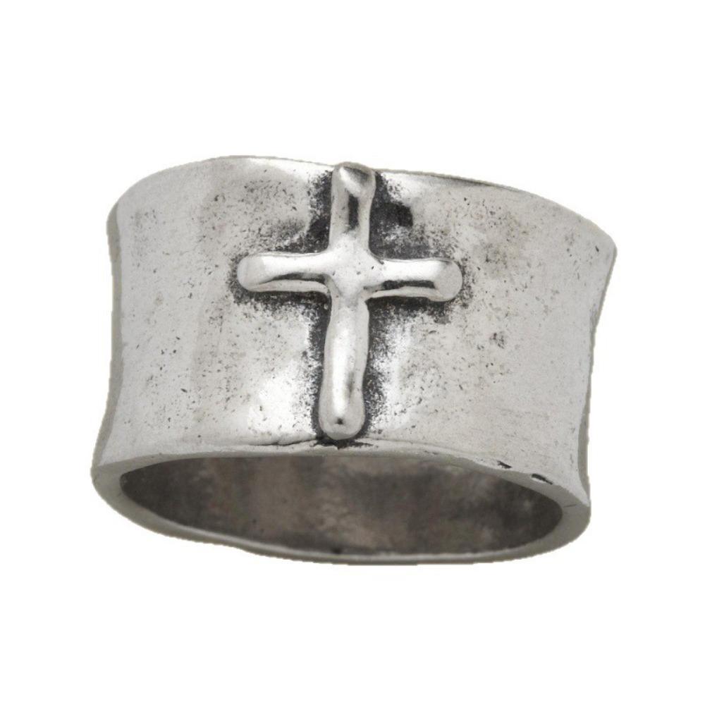 Luxury 2025 Silver Wide-faced Ring Retro Cross Shape Popular Jewelry Unisex