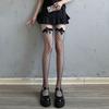 Stockings Black Ins Ripped Half Mesh Lace Long Tube Knee-high Sweet And Cute Core-spun Silk Thigh Socks