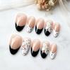 3D French Polka Dot Cat Eye Almond Nails - Short, Wearable, Ice Transparent Nail Art
