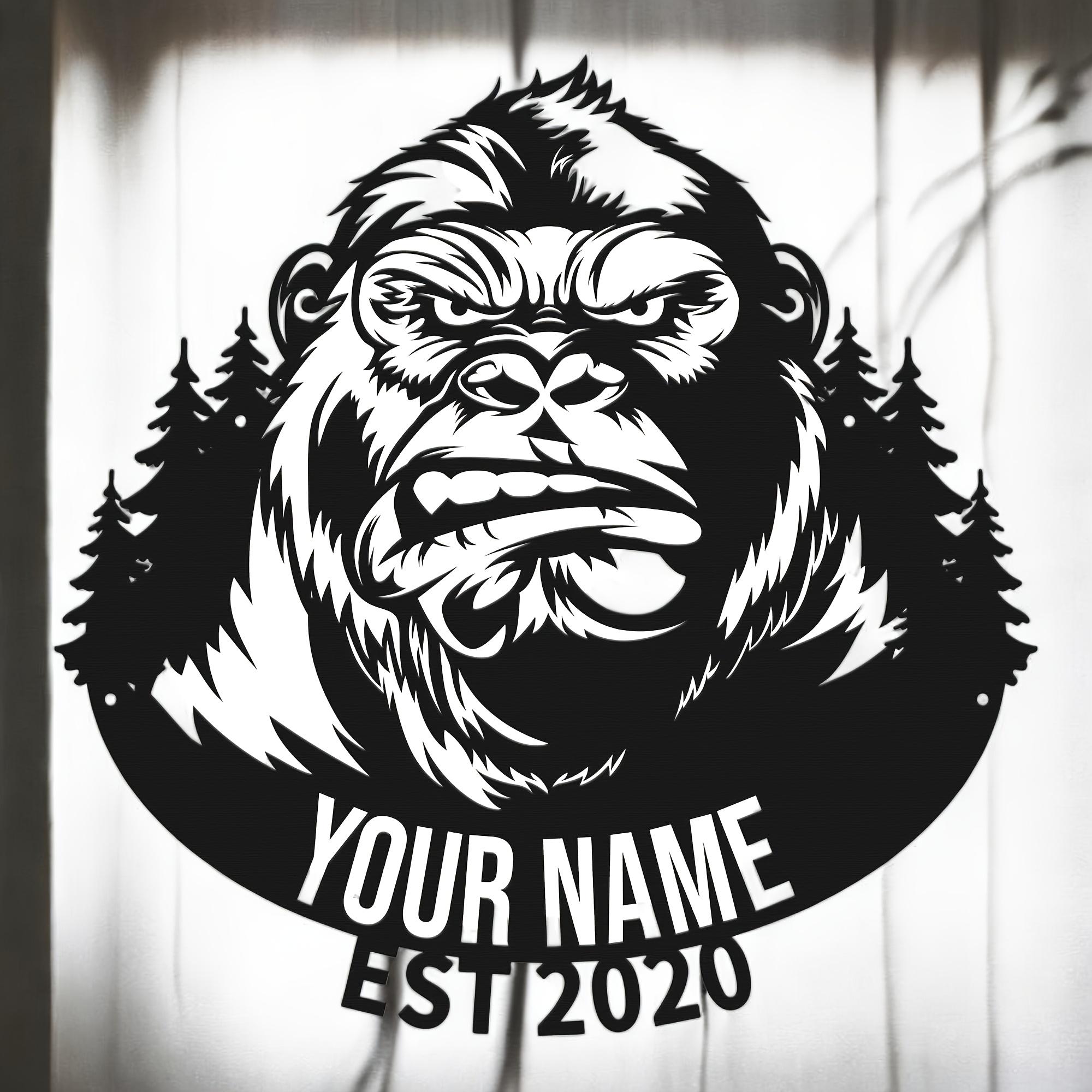 

Metal Wall Art Silverback Gorilla King Home Decor Living Room Sign