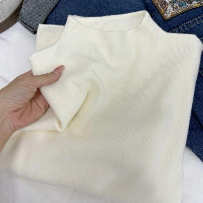 

Свитер с полувысоким воротом в сочетании с базовым слоем и вязаным топом для ранней весны и осени One Size абрикосовый