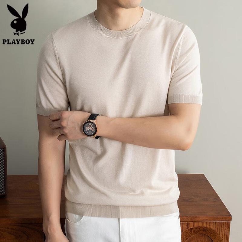 PLAYBOY Men's 2026 Summer Silk Blend Short Sleeve T-Shirt