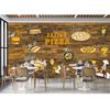 3d Fast Food Pizza Wall Paper Fast Food Restaurant Wall Mural Pizza Shop Snack Shop Wallpaper