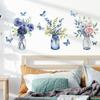 Romantic Purple Flowers Green Plant Vase Butterfly Bedroom Living Room Home Decoration Wall Stickers